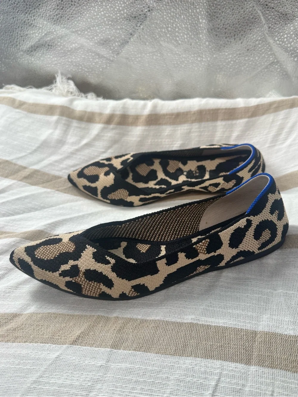 Rothy’s the point desert cat animal print knit flats 6
